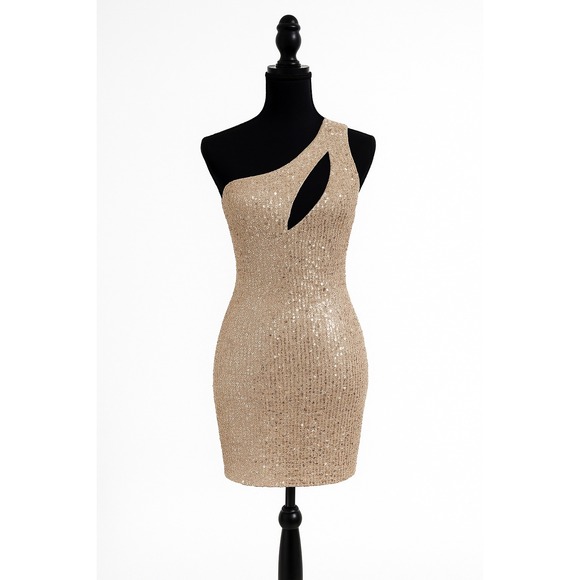 Better Be Dresses & Skirts - Better Be Sequin One Shoulder Cutout‎ Mini Dress Party Cocktail M
